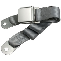 Universal Seat Belt with Chrome Aviation Style Buckle 60" (Grey)