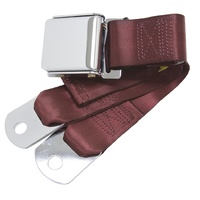 Universal Seat Belt with Chrome Aviation Style Buckle 60" (Maroon) - Discontinued