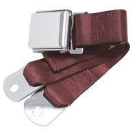 Universal Seat Belt with Chrome Aviation Style Buckle 60" (Maroon)