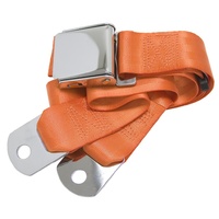 Universal Seat Belt with Chrome Aviation Style Buckle 60" (Orange)