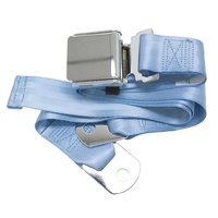 Universal Seat Belt with Chrome Aviation Style Buckle 60" (Powder Blue)