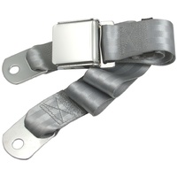 Universal Seat Belt with Chrome Aviation Style Buckle 60" (Silver)