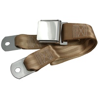 Universal Seat Belt with Chrome Aviation Style Buckle 60" (Tan)