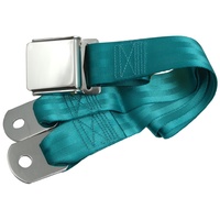Universal Seat Belt with Chrome Aviation Style Buckle 60" (Turquoise)