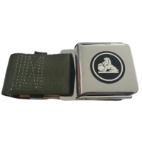 Holden Seat Belt with Chrome Aviation Style Buckle 60" - Green Early Holden Logo