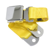 Universal Seat Belt with Chrome Aviation Style Buckle 60" (Yellow)
