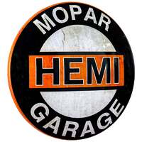 Round Domed Metal Tin 15" Sign - Mopar Hemi Garage