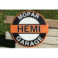 Shaped & Embossed Metal Tin Sign - Mopar Hemi Garage 16" x 15.6"
