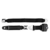 Retro Seat Belt Black Push Button (Starburst) Retractable Lap Belt  - Bench Seat