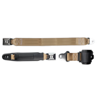 Retro Seat Belt Tan Push Button (starburst) Retractable Lap Belt  - Bench Seat with hardware