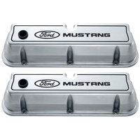Ford Mustang Die-Cast Valve Covers Polished With Black Logo 289 - 351w