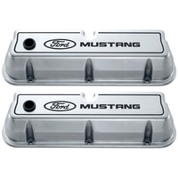 Ford Mustang Die-Cast Valve Covers Polished With Black Logo 289 - 351w