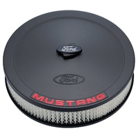 Ford Mustang Air Cleaner Black Crinkle Finish with Red Logo