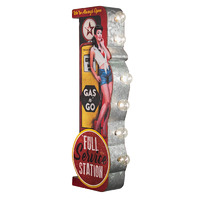 GAS N GO PINUP GIRL VINTAGE LED MARQUEE SIGN (30 X 15)