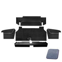 1967-68 Mustang Fastback 1-Color Sport II Trunk Kit - 5Pc w/4 Panels & 1 Carpet Kit - Blue/Black