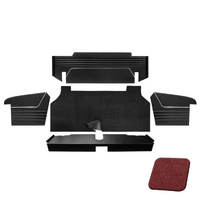 1967-68 Mustang Fastback 1-Color Sport II Trunk Kit - 5Pc w/4 Panels & 1 Carpet Kit - Metallic Red/Black