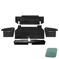 1967-68 Mustang Fastback 1-Color Sport II Trunk Kit - 5Pc w/4 Panels & 1 Carpet Kit - Turquoise/Black