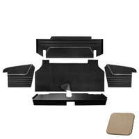 1967-68 Mustang Fastback 1-Color Sport II Trunk Kit - 5Pc w/4 Panels & 1 Carpet Kit - Saddle/Black