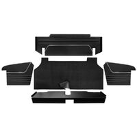 1967-68 Mustang Fastback 1-Color Sport II Trunk Kit - 5Pc w/4 Panels & 1 Carpet Kit - Black/Black