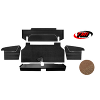 1967-68 Mustang Coupe/Convertible 6 Piece Sport II Trunk Kit (5 Panels & 1 Carpet) Saddle/Saddle Kiwi Grain