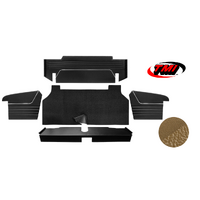 1967-68 Mustang Coupe/Convertible 6 Piece Sport II Trunk Kit (5 Panels & 1 Carpet) Nugget Gold/Nugget Gold Kiwi Grain