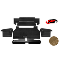 1967-68 Mustang Fastback 5 Piece Sport II Trunk Kit (4 Panels & 1 Carpet) Nugget Gold/Nugget Gold Kiwi Grain