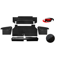 1967-68 Mustang Fastback 5 Piece Sport II Trunk Kit (4 Panels & 1 Carpet) Black/Black Kiwi Grain
