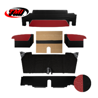 1964-66 Mustang Coupe/Convertible 6 Piece Sport R Trunk Kit (5 Panels & 1 Carpet) Bright Red/Black Suede