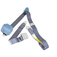 Universal 3 Point Lap Sash Retractable Seat Belt with Chrome Aviation Style Buckle (Medium Blue)