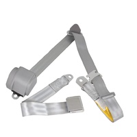 Universal 3 Point Lap Sash Retractable Seat Belt with Chrome Aviation Style Buckle (Grey)