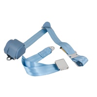 Universal 3 Point Lap Sash Retractable Seat Belt with Chrome Aviation Style Buckle (Powder Blue)