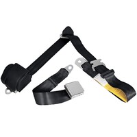 Universal 3 Point Lap Sash Retractable Seat Belt with Chrome Aviation Style Buckle