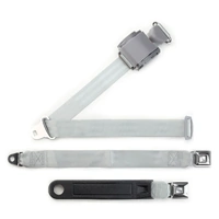 Universal 3 Point Lap Sash Retractable Seat Belt with Chrome Push Button Style Buckle (Grey)