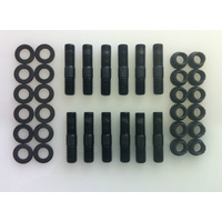 12 Point Flange Nut, Washer & Stud Set 3/8" UNC Black Oxide - Set of 12