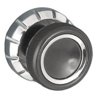 Black W/Chrome Ring Plastic Front & Chrome Metal Rear Knob Set (Pair)