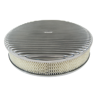 Air Cleaner 14" Round Polished Aluminium Full Finned Paper Element