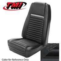 1970 Mustang Mach 1/Shelby Upholstery Set w/ Hi-Back Bucket Seats (Front Only) Black w/ Black Stripe