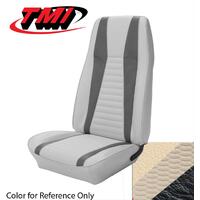 1971 Mustang Mach 1 Coupe Upholstery Set - Stripes (Rear Only) White w/ Black Stripes