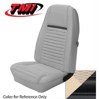 1970 Mustang Mach 1/Shelby Coupe Upholstery Set w/ Hi-Back Bucket Seats (Full Set) White w/ Black Stripe