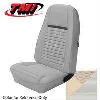 1970 Mustang Mach 1/Shelby Coupe Upholstery Set w/ Hi-Back Bucket Seats (Full Set) White w/ White Stripe