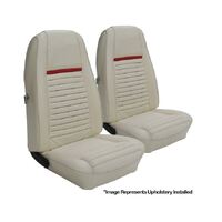 1970 Mustang Mach 1/Shelby Coupe Upholstery Set w/ Hi-Back Bucket Seats (Full Set) White w/ Red Stripe