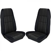 1971-73 Mustang Grande Cloth Upholstery Set (Front Only) Black & Black Tweed Cloth