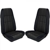 1971-73 Mustang Grande Cloth Upholstery Set (Front Only) Black Vinyl Trim /Black & White Houndstooth