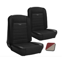 1964.5-65 Mustang Deluxe Pony Upholstery Set w/ Bucket Seats (Front Only) Red Metallic/White