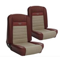 1964.5-65 Mustang Deluxe Pony Upholstery Set w/ Bucket Seats (Front Only) Emberglow/Parch