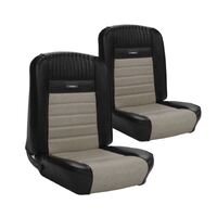 1964.5-65 Mustang Deluxe Pony Upholstery Set w/ Bucket Seats (Front Only) Black/White