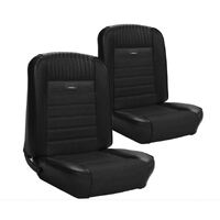 1964.5-65 Mustang Deluxe Pony Upholstery Set w/ Bucket Seats (Front Only) Black