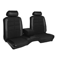 1969 Mustang Delxue/Grande Upholstery Set w/ Bucket Seats (Front Only) Black w/ Ruffino Grain Inserts
