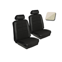1969 Mustang Delxue/Grande Upholstery Set w/ Bucket Seats (Front Only) White w/ Ruffino Grain Inserts