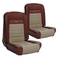 1964.5-65 Mustang Coupe Deluxe Pony Upholstery Set w/ Bucket Seats (Full Set) Emberglow/Parch